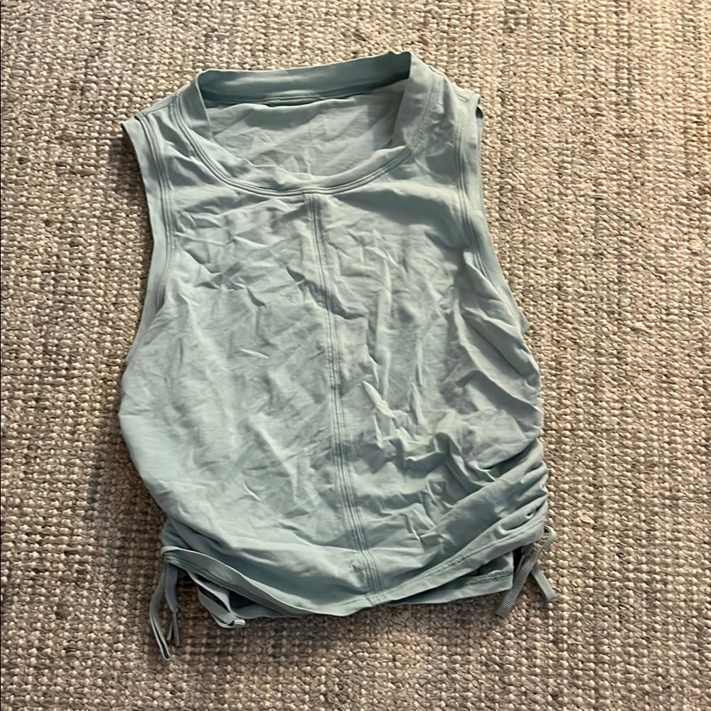 Lululemon Athletica Blue Muscle Tee Ruched Tie Front